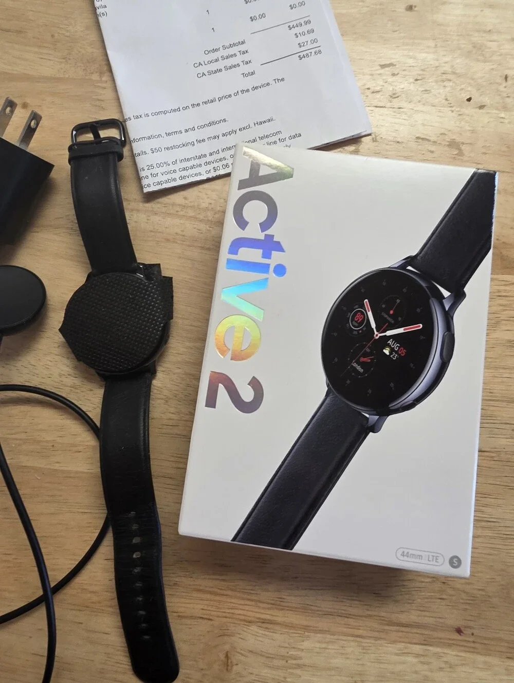 Samsung Galaxy Watch Active2 Black Leather-Style Band Smartwatch